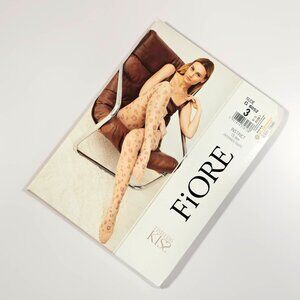 Fiore Instinct 15 DEN Leopard Animal Print Fashion Pantyhose Tights, Nude